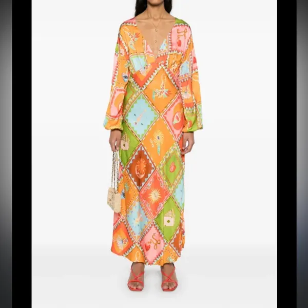 Never fully dressed NWT Soller Emma Dress $228 satin printed spring revolve boho - Image 5