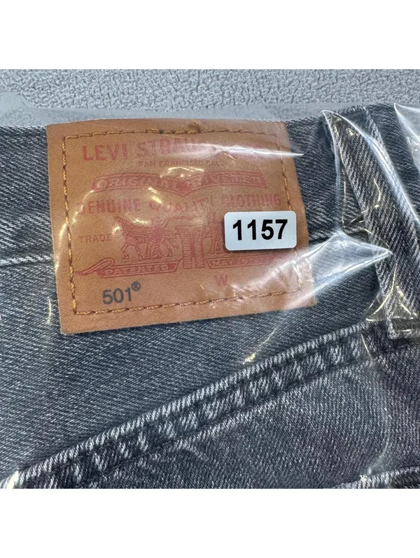 Levis 501 Original Black Cut Off Denim Jean Shorts Womens 24 High Rise Raw Hem - Image 12