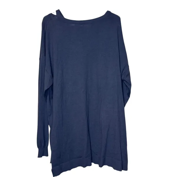UMGEE Womens Blue V-Neck Knitted Long Sleeve Oversized Tunic Boho Top XL WU3021 - Image 10
