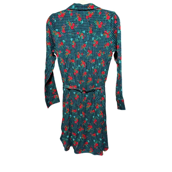 Matilda Jane Fa La La Green Blue Gingham Shirt Dress Belted Sz S‎ - Image 3