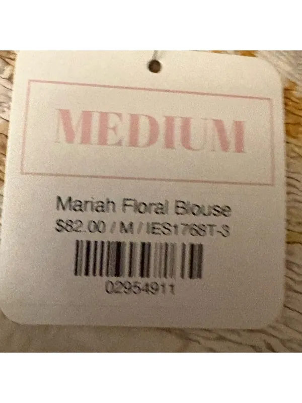 En Saison Floral Puff Sleeve Blouse Tan White NWT Medium‎ Smocked Babydoll - Image 10