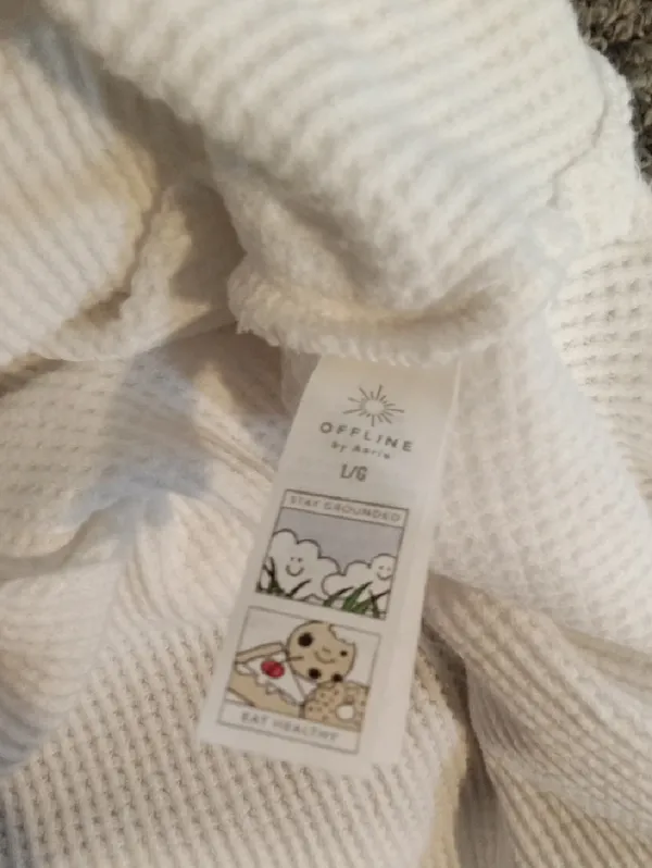 Offline By Aeri Oversized Everyday Cozy Waffle Layering Cotton Henley Size Larg - Image 3