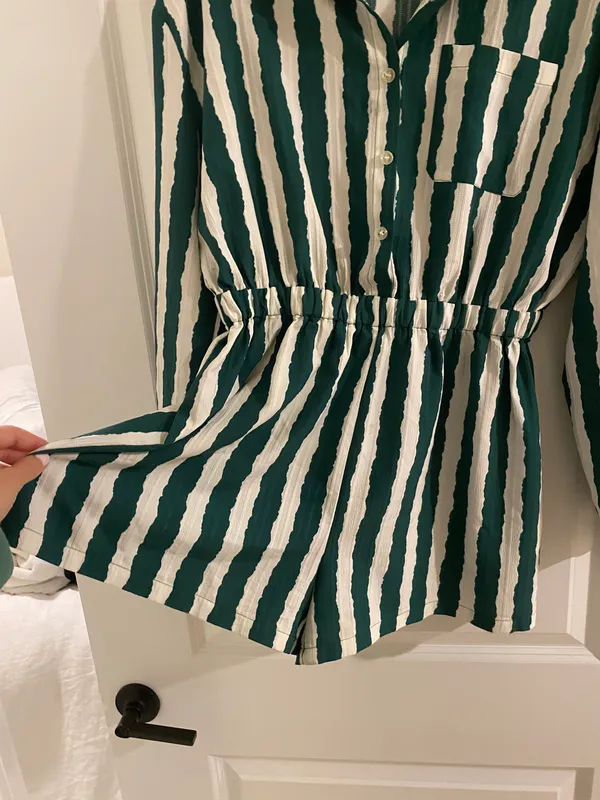 Azura Green & White Striped Romper - Image 3
