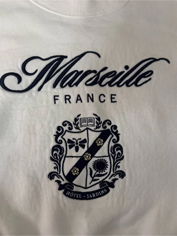 Abercrombie Marseille France Crest White Crewneck Sweatshirt - Image 2