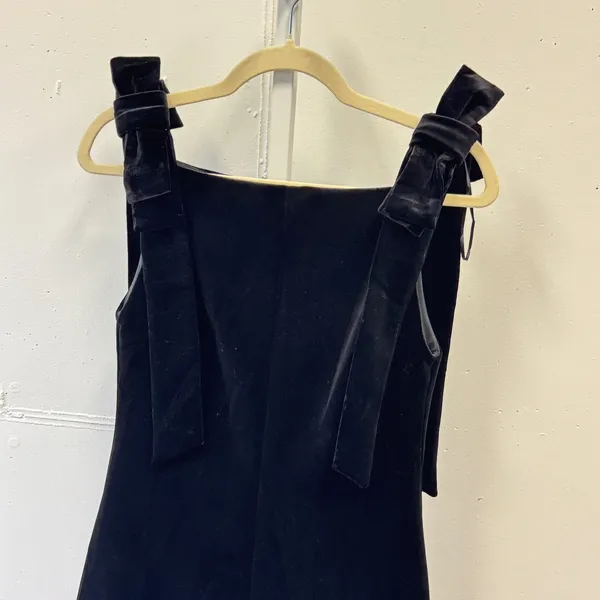 Zara Black Velvet Bow Shoulder Mini Dress Square Neck 9763/072/800 XS Holiday - Image 4