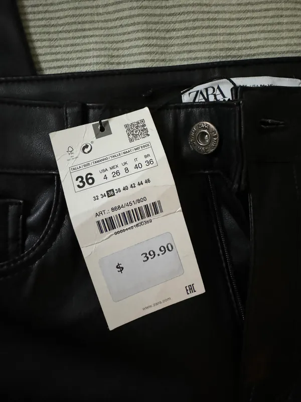 ZARA Leather Black Pants - Image 4