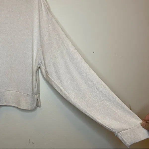 QUINCE Brushed Viscose Cropped Lounge Hoodie Heather Oatmeal Beige Sz Small - Image 6