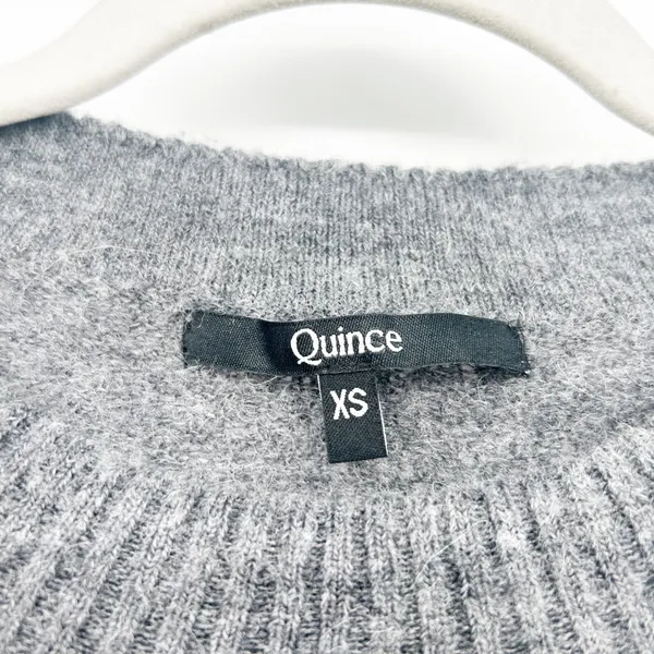 Quince Womens Baby Alpaca Wool Blend Diamond Stitch Crewneck Sweater‎ XS Gray - Image 3