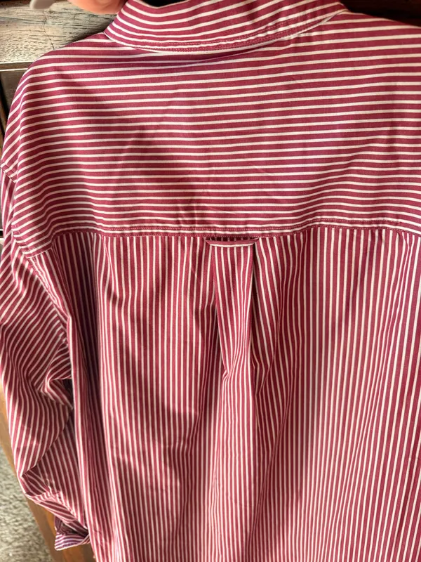 CHAPS Men’s Large Red White Stripe Button Down Shirt Oversized Preppy - Image 4