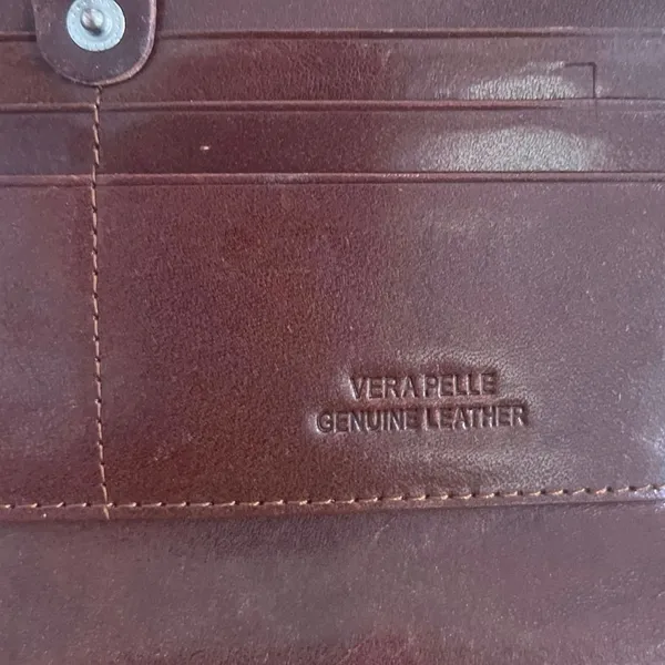 Italian Leather Genuine Leather Brown Bi Fold Wallet Clutch Classic Chic - Image 6