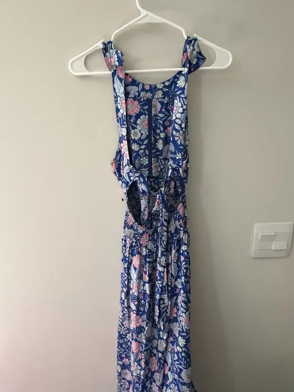 Abel the Label Bluebell Floral Halter Tie Back Full Skirt Maxi Dress XSmall - Image 14