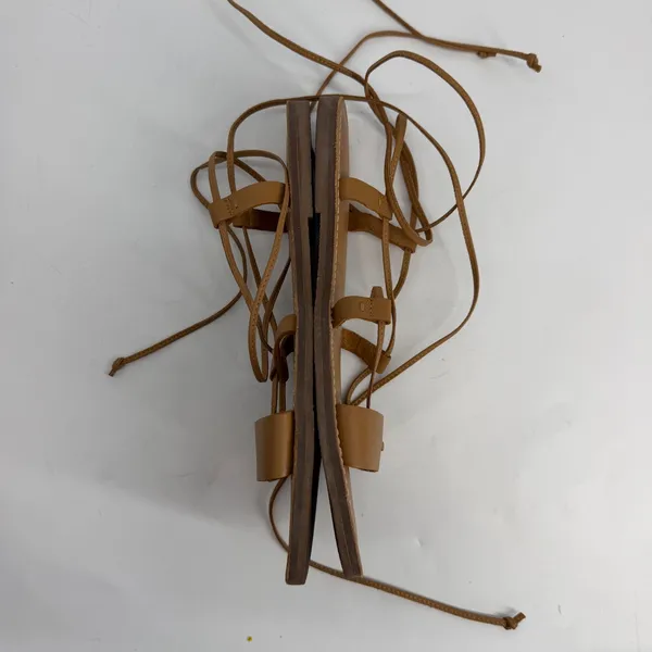 Madewell Brown Leather Lace‎ Up Gladiator Flat Sandals Womens 8.5 - Image 3