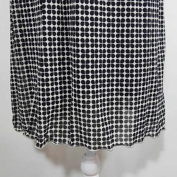 Max Studio Black Print Mesh Empire Waist Dress Size Small Graphic Print Dress - Image 4