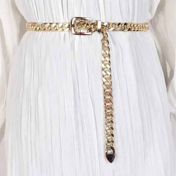 Stylish Chain Belt Casual‎ Golden Plated Metal Waist Chain Adjustable One Size - Image 8