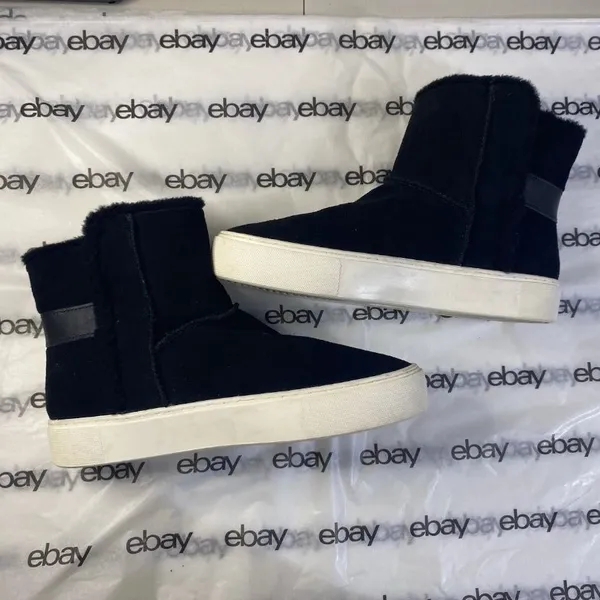 UGG Women’s Black Suede Shearling Lined Ankle Boots Buckle Strap Size 9 EU 40 - Image 2