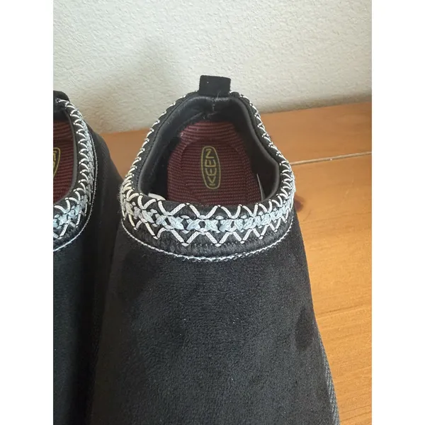 KEEN Women's Black Suede Platform Mule Clogs Slip-On Embroidered Trim Sz 8.5 - Image 9
