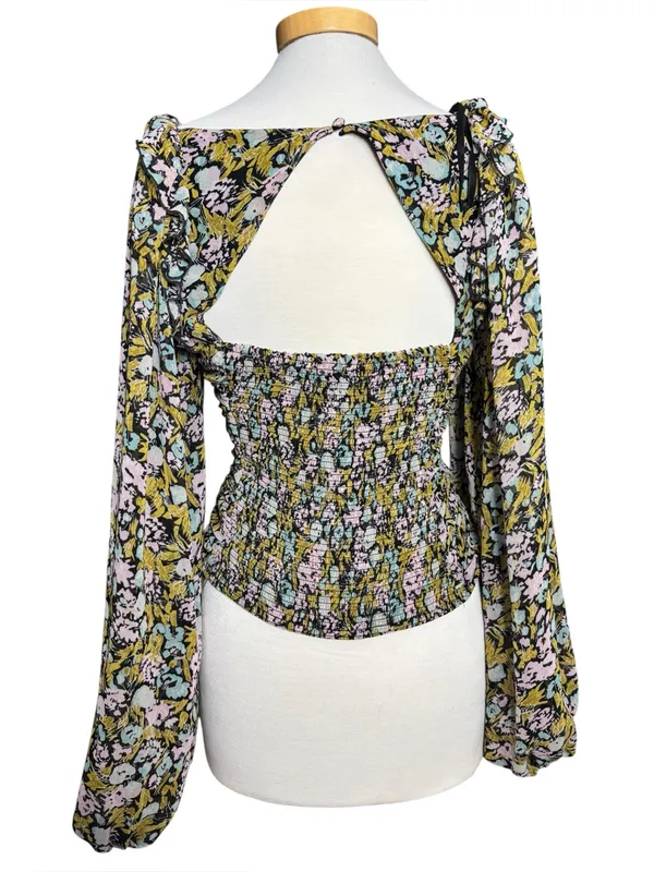 Free People Mabel Floral Ruffled Lace Trim Button-Down Tank Size M - Image 5