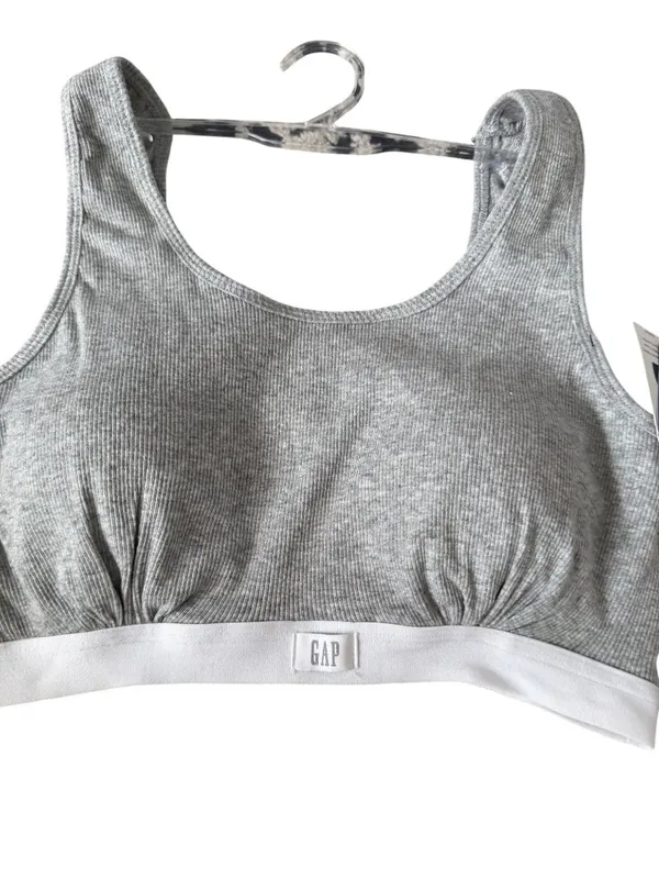 GAP Gray White Sports Bra Bralette Size Medium NEW NWT - Image 5