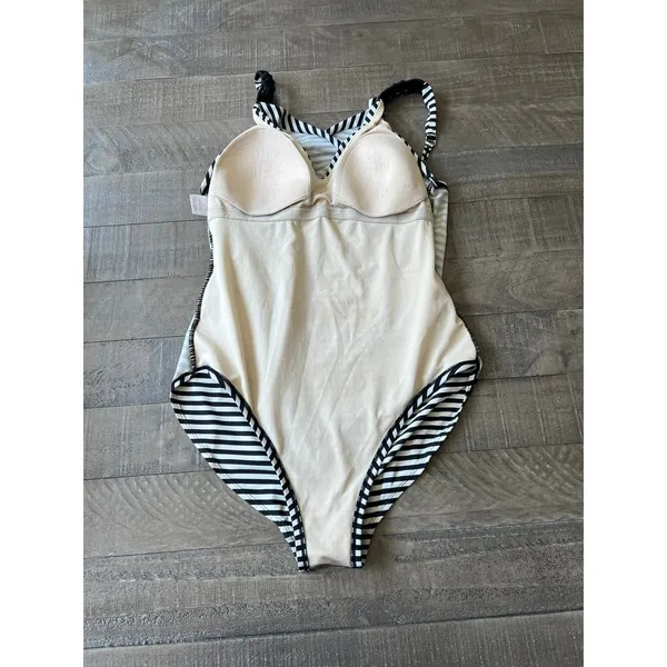 MERONA‎ Black White Striped One Piece Swimsuit Adjustable Straps Size Large - Image 8