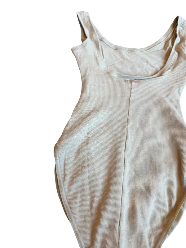 Skims Cotton Ribbed Bodysuit Neutral Taupe Stretch One Piece Slimming Size Small - Image 9