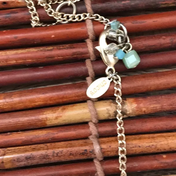 Chico’s Long Gold Tone Necklace Green Stone - Image 7