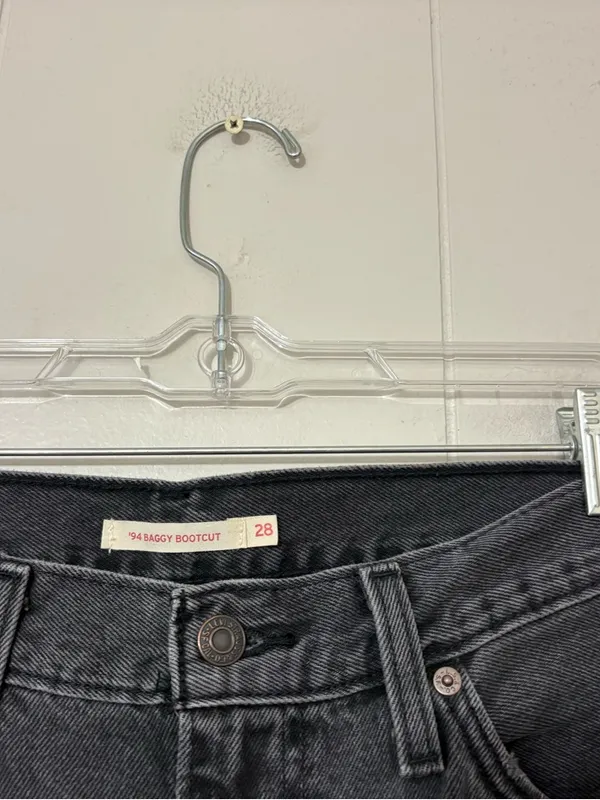 Levi’s 94 Baggy Bootcut Jeans Black Wash Size 28 Y2K - Image 4