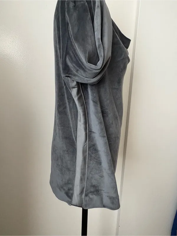 White House Black Market Slate Gray Draped Boatneck Long-Sleeve Top - Image 2