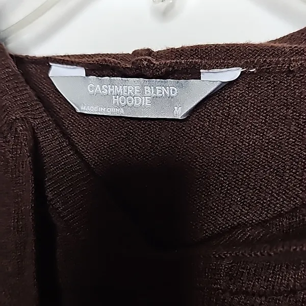Cashmere Blend brown super soft pull over hooded hoodie sz Medium - Image 3