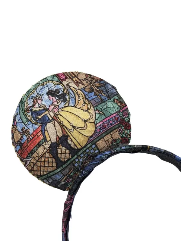 Beauty & The Beast Stained Glass Disney Mickey Mouse Ear Headband - Image 2