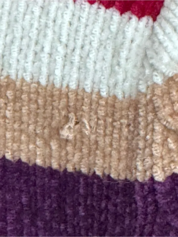Designers Originals Striped V-Neck Sweater in Teal, Burgundy, Purple & Cream - Image 3