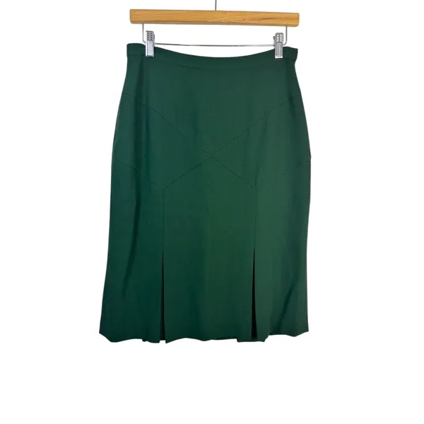 Doncaster Skirt Womens Size 6 Green A-Line Midi Pleated Hem Work Formal - Image 10