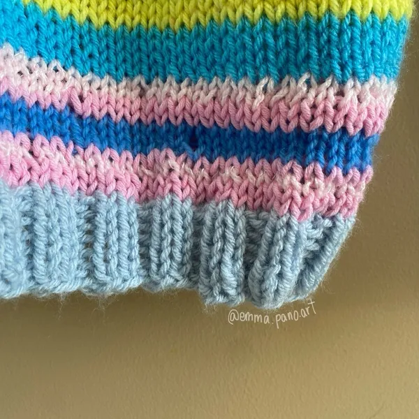 hand knit striped funky fun multi colored oversized sweater Blue Size M - Image 9