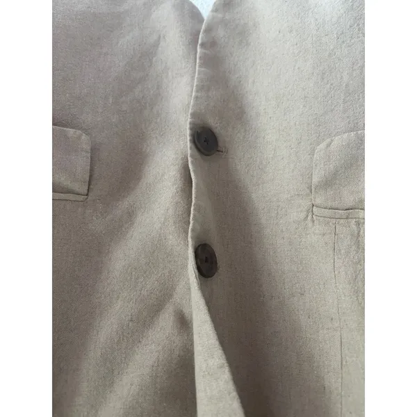 A New Day Linen Blazer Womens Medium Tan Oversized Preppy Coastal Beachy Career‎ - Image 5