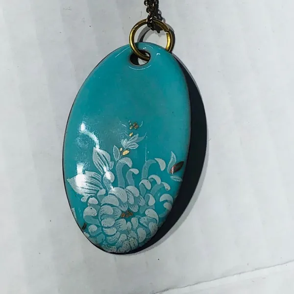 Vintage Turquoise Stone Pendant Necklace and Earrings Set - Image 4