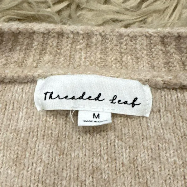 Threaded leaf stars button down cardigan size medium Tan - Image 2