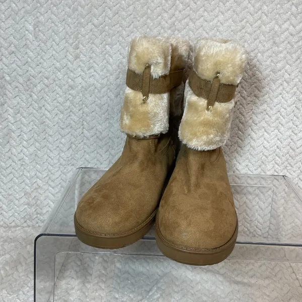 G by Guess Womens Tan Aussie Faux Fur Lined Round Toe Ankle Boot NWOT Size 7M‎ - Image 2