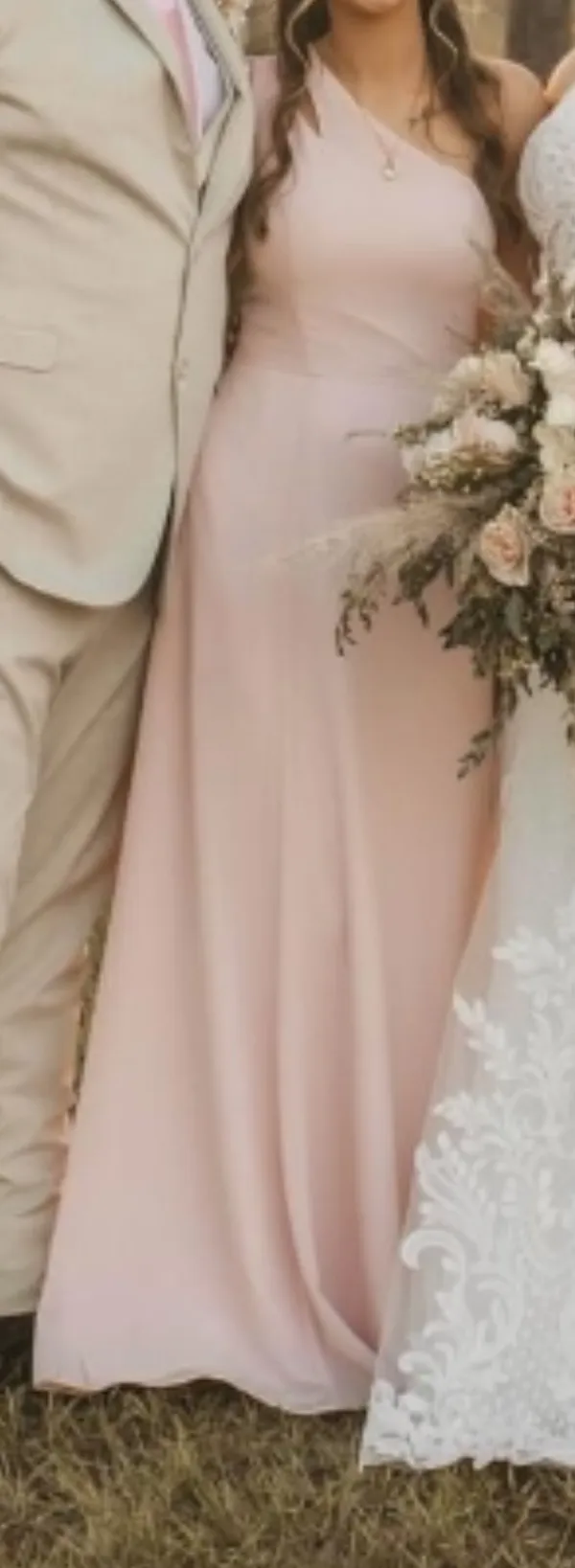 David's Bridal One Shoulder Bridesmaid Dress - Image 3