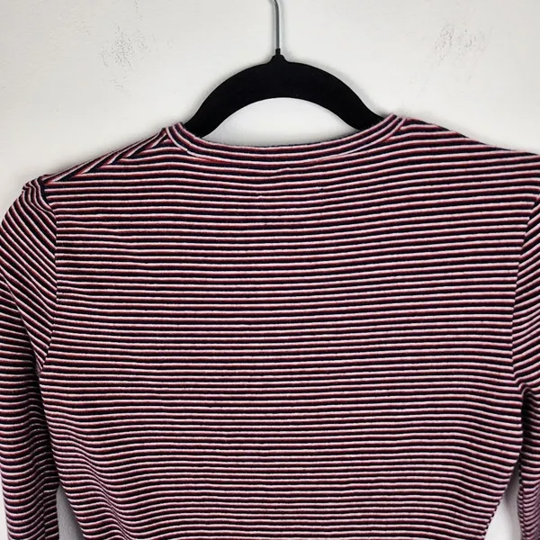 Madewell Long Sleeve Bodysuit Top Crewneck Striped Red Navy White Size M - Image 10