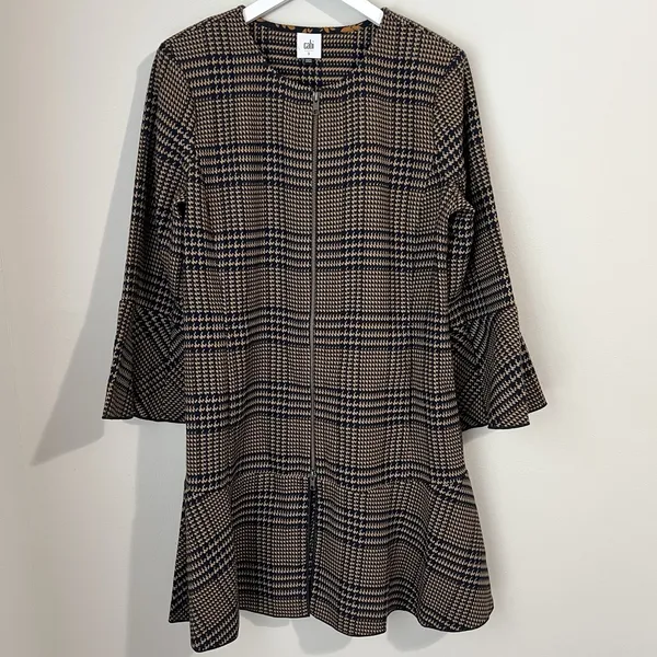 CAbi Women's Small Tartan Plaid Flounce Jacket Longline‎ Dark Acadamia # 3902 - Image 2