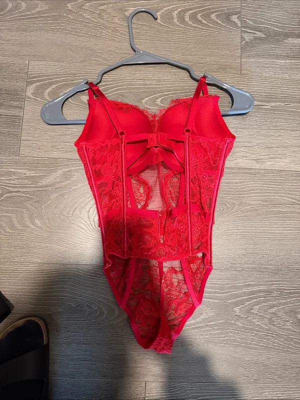 Victoria's Secret Red Lace Bustier Bodysuit Chemise - Image 3
