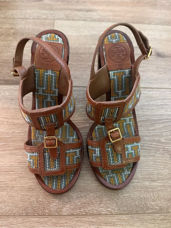 Tory Burch Florian Aztec Block Heel Sandal Size 8 - Image 3