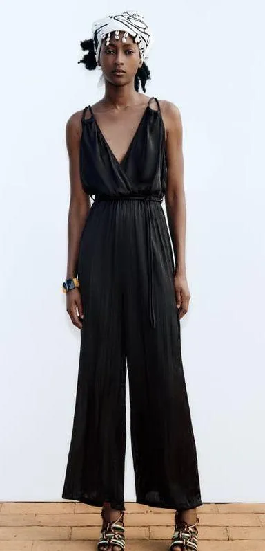 ZARA nwt satin effect pleated jumpsuit romper - Image 8