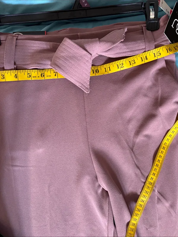 High-Rise Wide Leg Tie-Waist Pants in Mauve - Image 9