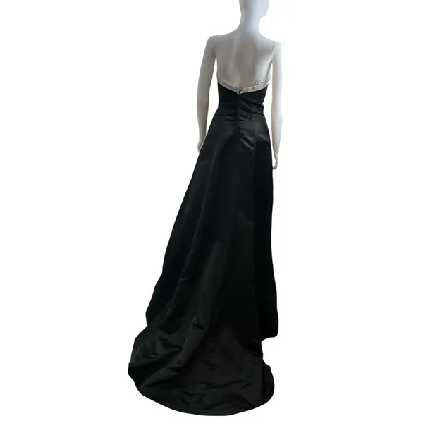 Studio 17 Prom Black White Strapless Beaded High Low Ruffle Gown 2715 Sz 2 - Image 6