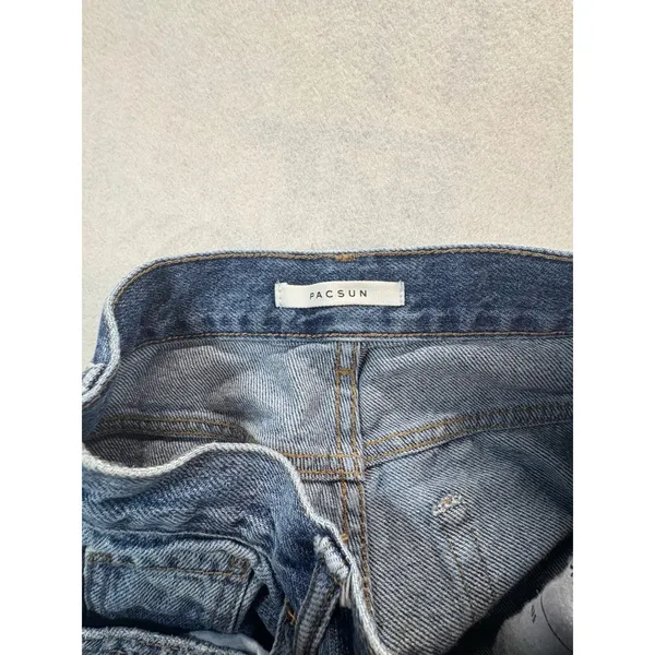 PacSun Ultra High Rise Slim Distressed Straight Leg Jeans Medium Wash 24" waist - Image 10