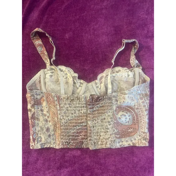 Vintage Y2K VICTORIAS SECRET Silk Bustier Cami Crop Top Lace Small S Heart Label - Image 4