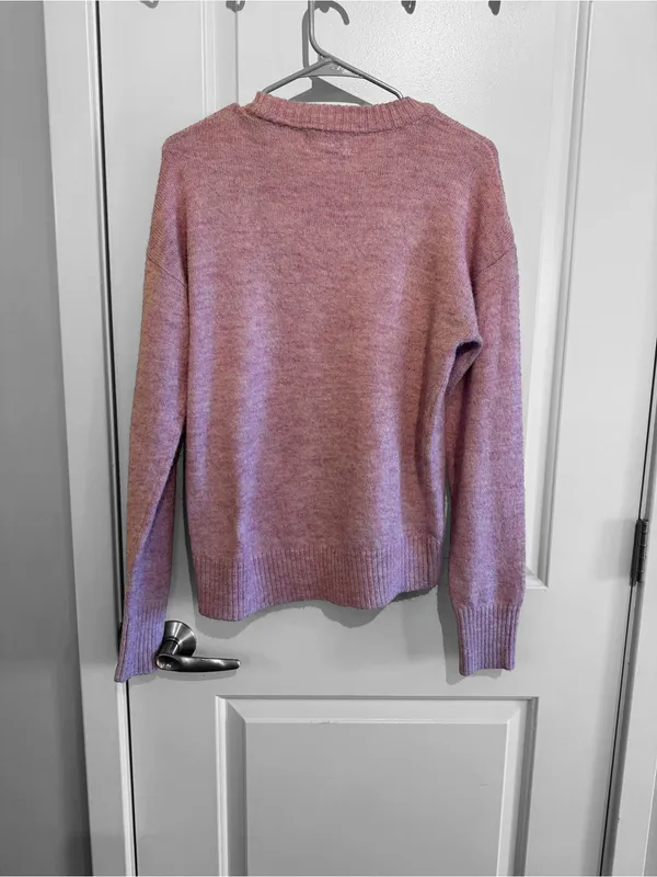 Old Navy Women’s S Tall Heathered Mauve Pink Crewneck Sweater - Image 4