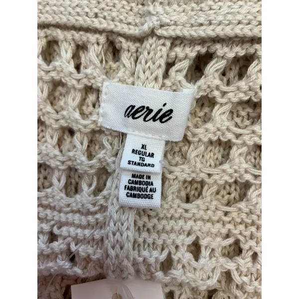 Aerie Womens XL Crochet Wide Leg Pants Cream Knit Beach Cover Up 0701-8501 NEW - Image 6