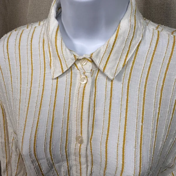 Anthropologie Striped Textured Tie Front Shirt 6 Academia Preppy Boho Hippie‎ - Image 10