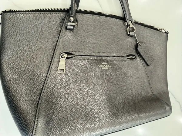Coach Prairie Satchel Womens Gray Leather Silver Hardware Zip cute preppy y2k - Image 3